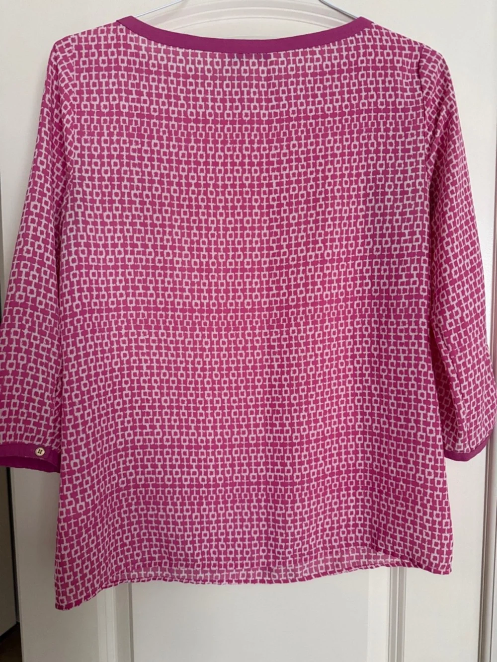 Banana Republic Pink Geometric Boatneck 3/4 Sleeve Top - Picture 4 of 4